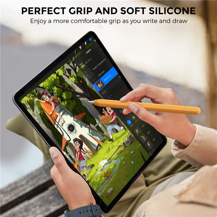 AHASTYLE PT65-3 For Apple Pencil (USB-C) Silicone Sleeve Anti-Drop Pencil Protective Cover - Orange