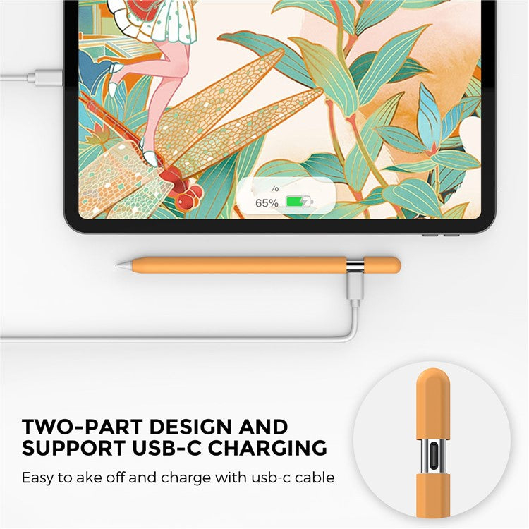 AHASTYLE PT65-3 For Apple Pencil (USB-C) Silicone Sleeve Anti-Drop Pencil Protective Cover - Orange
