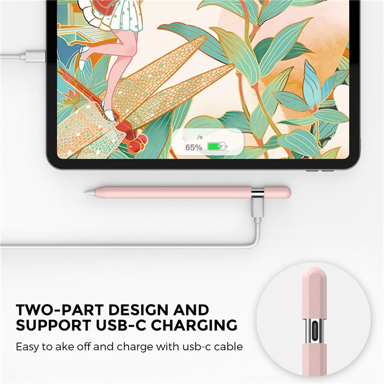 AHASTYLE PT65-3 For Apple Pencil (USB-C) Silicone Sleeve Anti-Drop Pencil Protective Cover - Pink