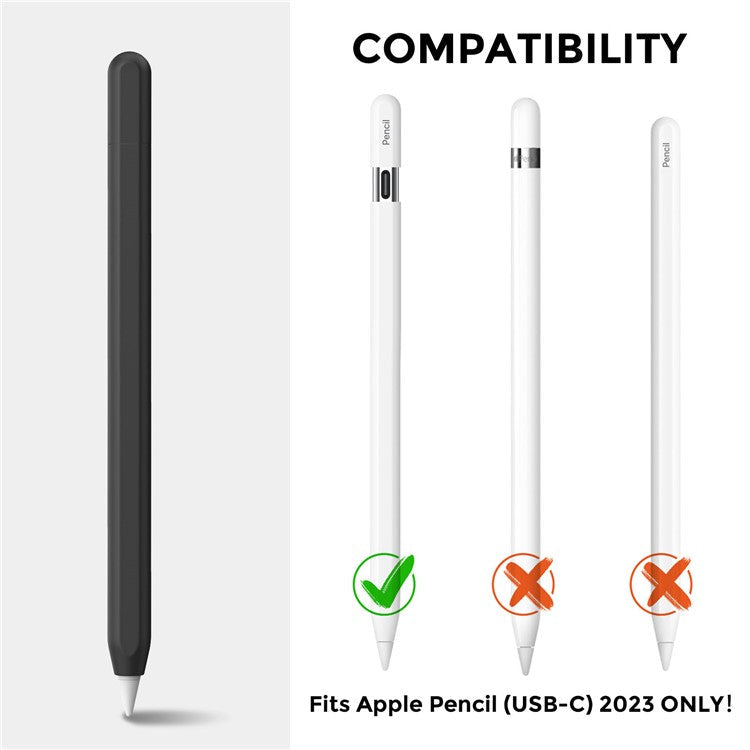 AHASTYLE PT65-3 For Apple Pencil (USB-C) Silicone Sleeve Anti-Drop Pencil Protective Cover - Black