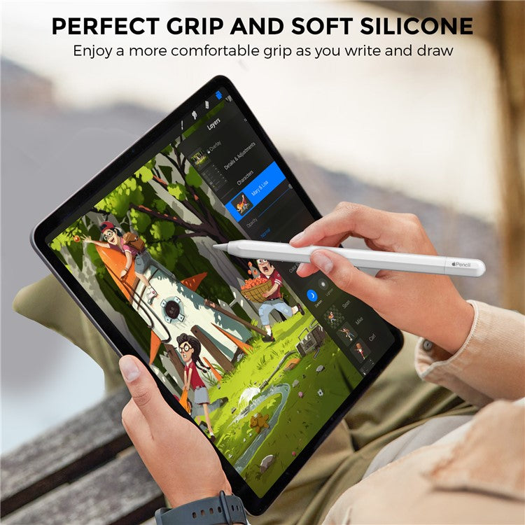 AHASTYLE PT65-3 For Apple Pencil (USB-C) Silicone Sleeve Anti-Drop Pencil Protective Cover - Transparent