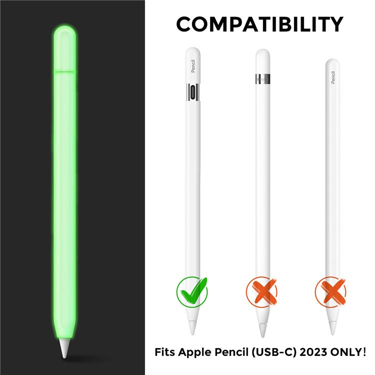 AHASTYLE PT65-3 For Apple Pencil (USB-C) Silicone Sleeve Anti-Drop Pencil Protective Cover - Luminous Green