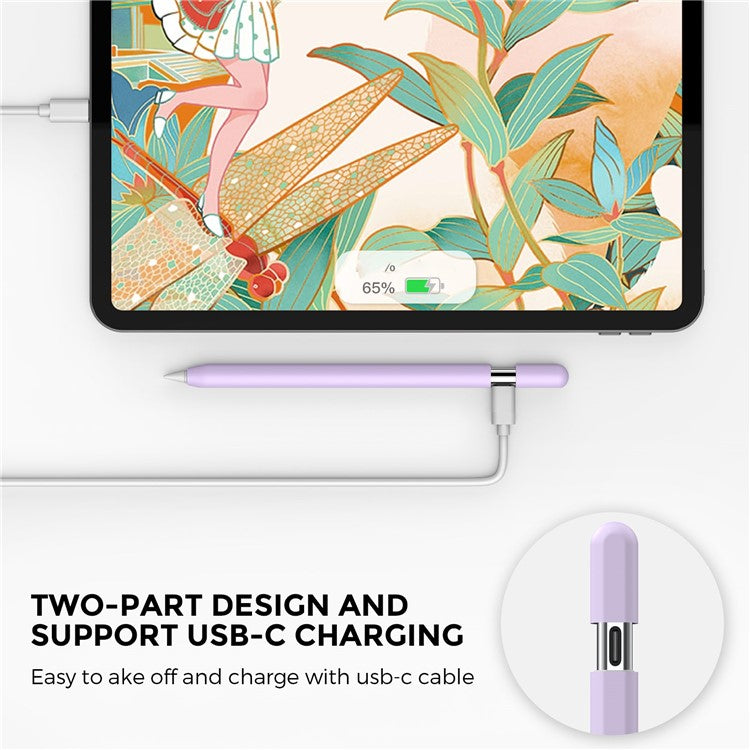 AHASTYLE PT65-3 For Apple Pencil (USB-C) Silicone Sleeve Anti-Drop Pencil Protective Cover - Purple