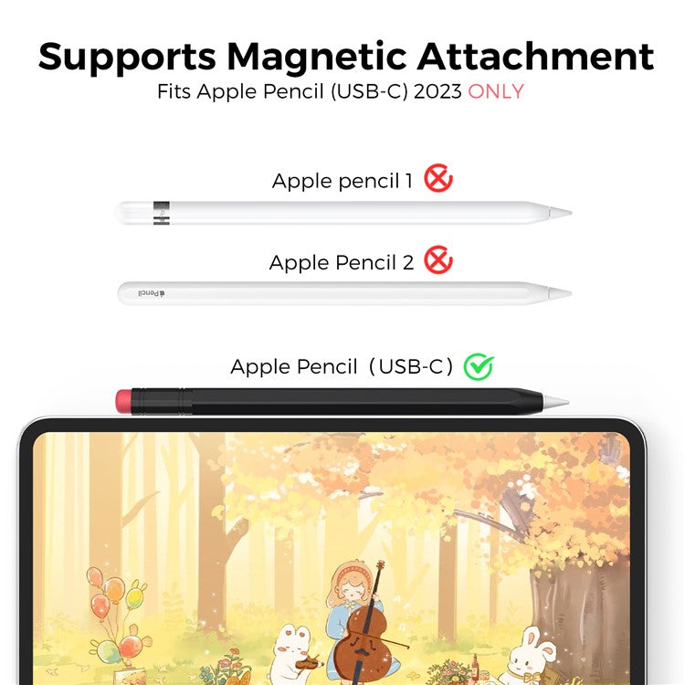 AHASTYLE PT180-3 For Apple Pencil (USB-C) Stylus Pen Soft Silicone Sleeve - Black