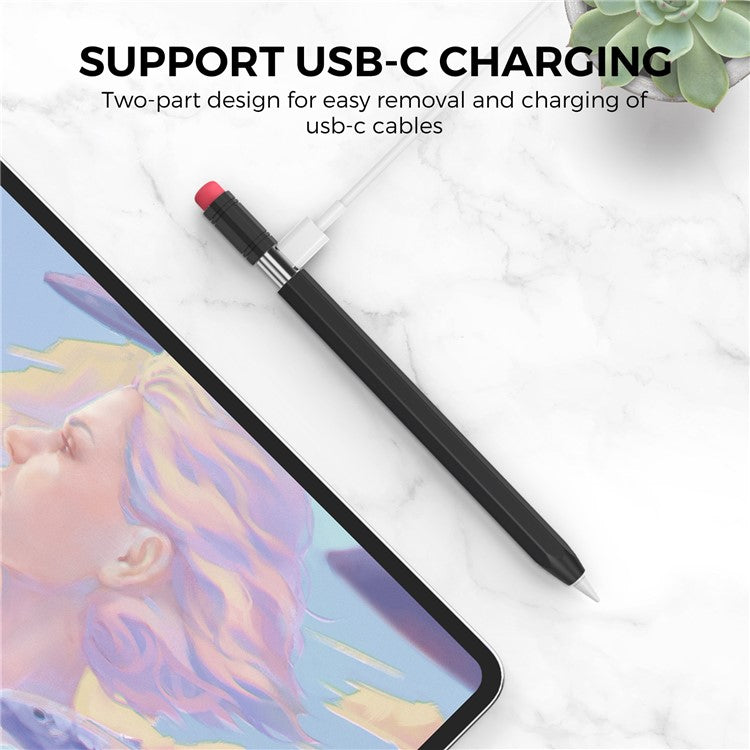 AHASTYLE PT180-3 For Apple Pencil (USB-C) Stylus Pen Soft Silicone Sleeve - Black