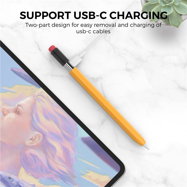 AHASTYLE PT180-3 For Apple Pencil (USB-C) Stylus Pen Soft Silicone Sleeve - Yellow