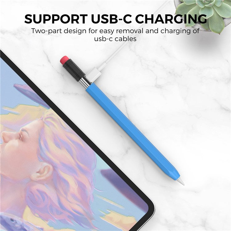 AHASTYLE PT180-3 For Apple Pencil (USB-C) Stylus Pen Soft Silicone Sleeve - Blue