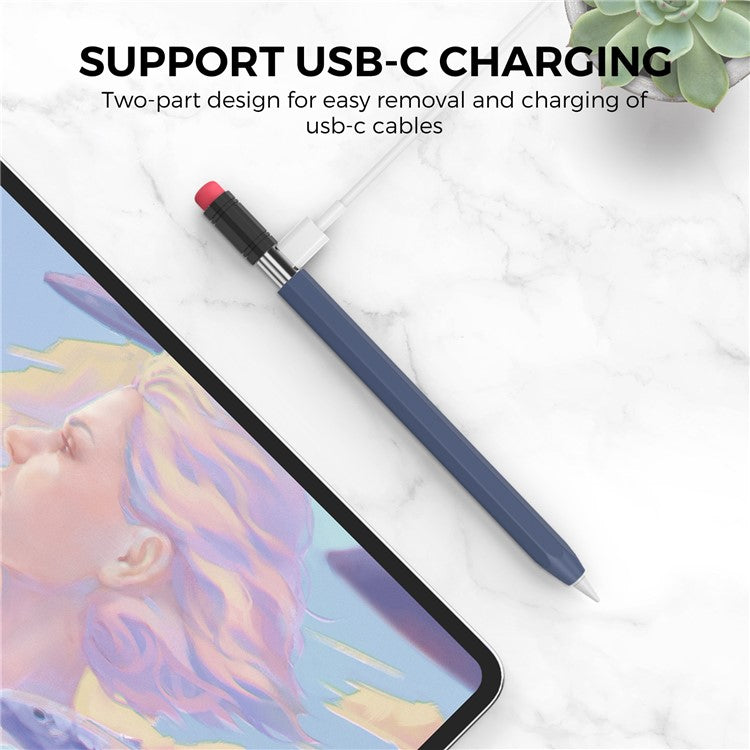 AHASTYLE PT180-3 For Apple Pencil (USB-C) Stylus Pen Soft Silicone Sleeve - Midnight Blue