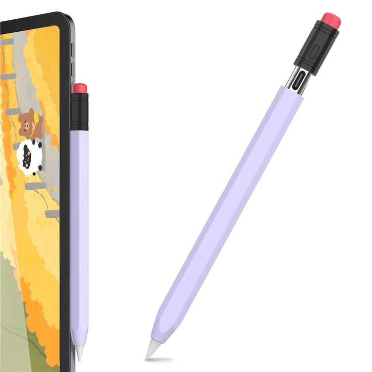 AHASTYLE PT180-3 For Apple Pencil (USB-C) Stylus Pen Soft Silicone Sleeve - Lavender Purple
