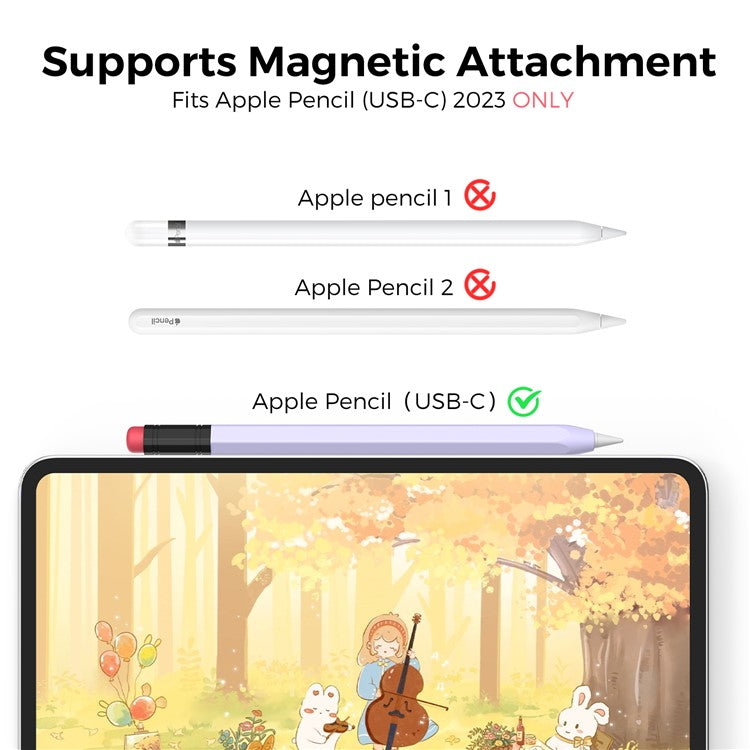AHASTYLE PT180-3 For Apple Pencil (USB-C) Stylus Pen Soft Silicone Sleeve - Lavender Purple