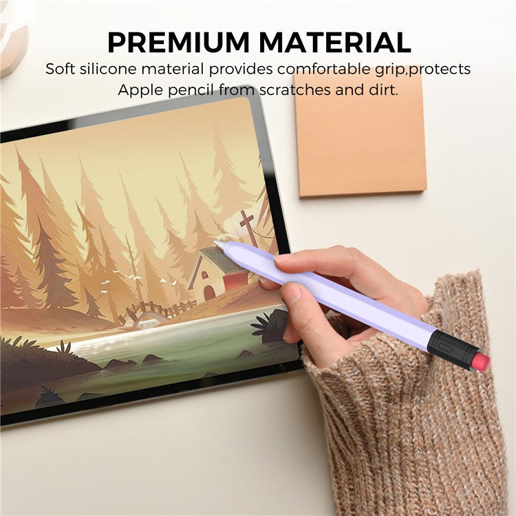 AHASTYLE PT180-3 For Apple Pencil (USB-C) Stylus Pen Soft Silicone Sleeve - Lavender Purple