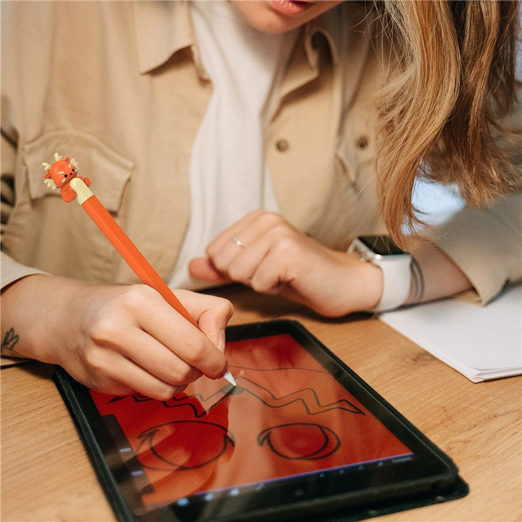 AHASTYLE PT129-2 For Apple Pencil (2nd Generation) Cartoon Dragon Silicone Sleeve Stylus Pen Protective Cover - Orange