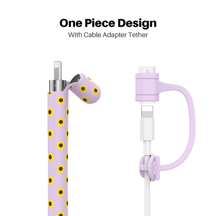 AHASTYLE PT93SF For Apple Pencil (1st Generation) Silicone Sleeve Sunflower Pattern Skin-touch Cover - Purple