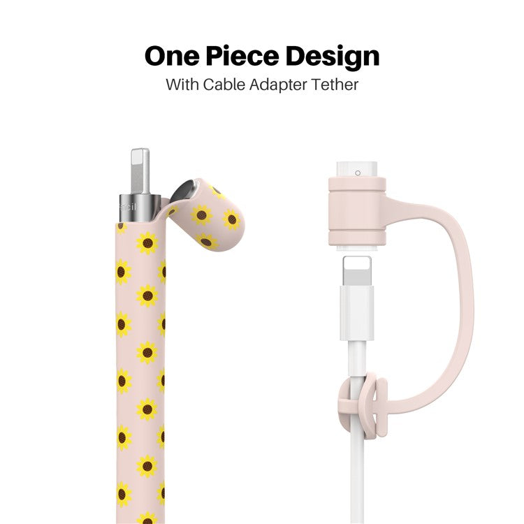 AHASTYLE PT93SF For Apple Pencil (1st Generation) Silicone Sleeve Sunflower Pattern Skin-touch Cover - Pink