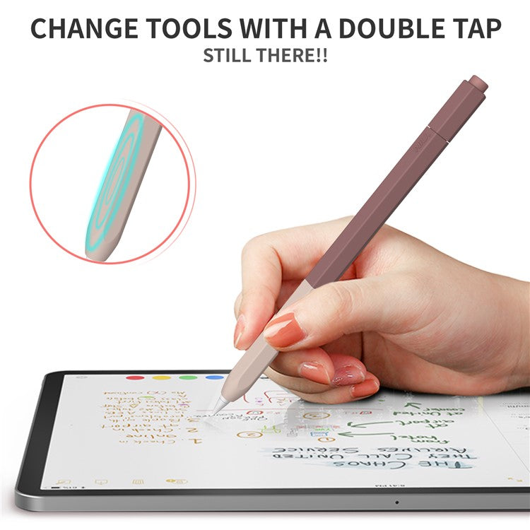 AHASTYLE PT-LC05 For Apple Pencil (2nd Generation) Silicone Sleeve Dual Color Stylus Cover - Orange Brown