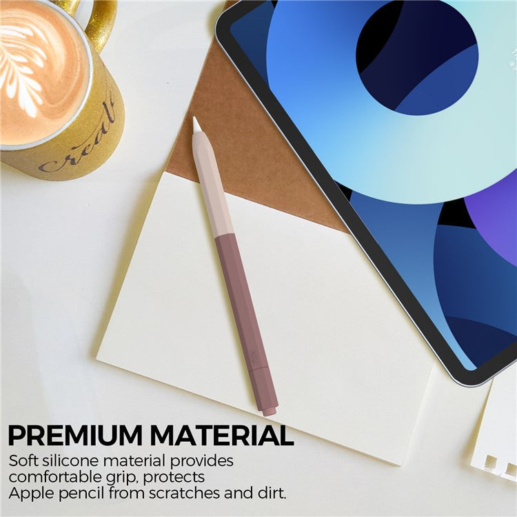 AHASTYLE PT-LC05 For Apple Pencil (2nd Generation) Silicone Sleeve Dual Color Stylus Cover - Orange Brown