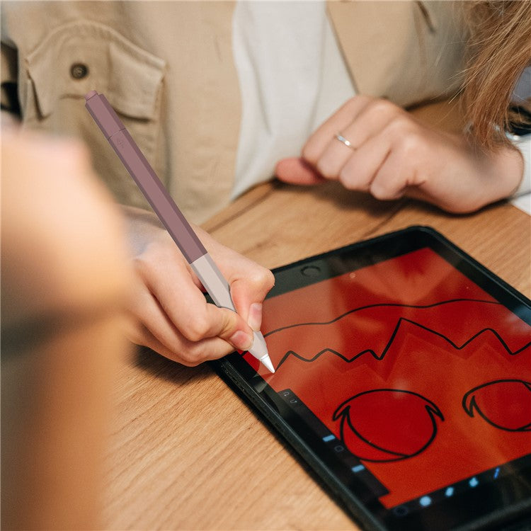 AHASTYLE PT-LC05 For Apple Pencil (2nd Generation) Silicone Sleeve Dual Color Stylus Cover - Orange Brown