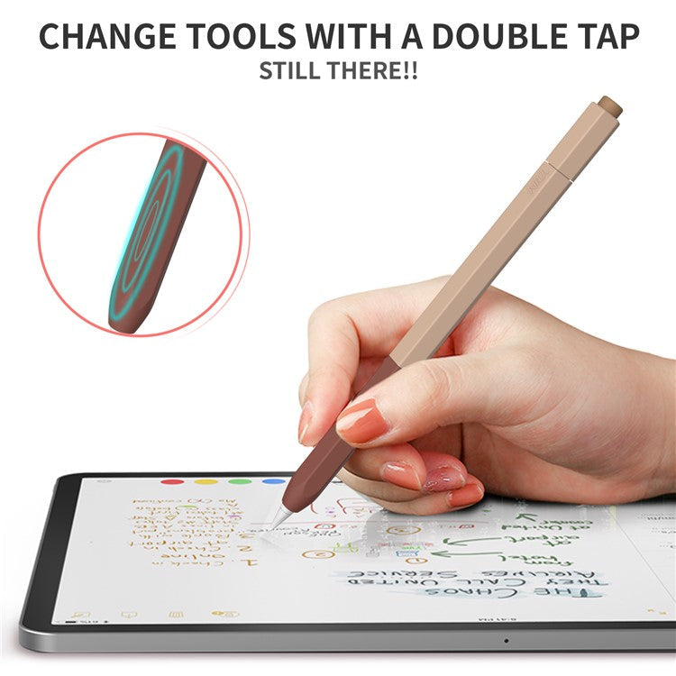 AHASTYLE PT-LC05 For Apple Pencil (2nd Generation) Silicone Sleeve Dual Color Stylus Cover - Dark Brown