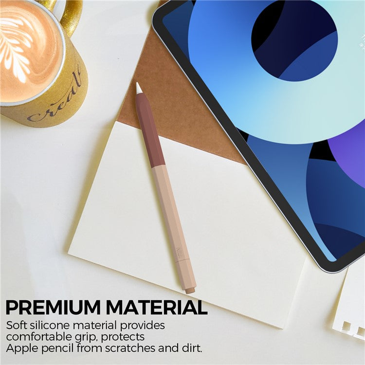 AHASTYLE PT-LC05 For Apple Pencil (2nd Generation) Silicone Sleeve Dual Color Stylus Cover - Dark Brown