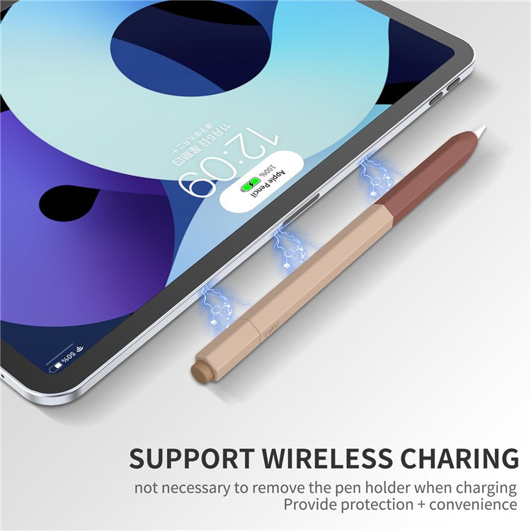 AHASTYLE PT-LC05 For Apple Pencil (2nd Generation) Silicone Sleeve Dual Color Stylus Cover - Dark Brown