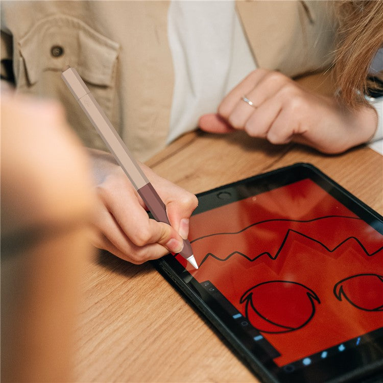 AHASTYLE PT-LC05 For Apple Pencil (2nd Generation) Silicone Sleeve Dual Color Stylus Cover - Dark Brown