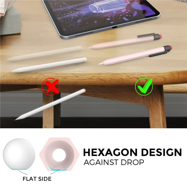 AHASTYLE PT180-2-K For Apple Pencil Pro / Pencil (2nd Generation) Retro Silicone Sleeve Stylus Pen Protective Cover - Pink