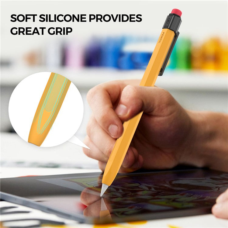 AHASTYLE PT180-2-K For Apple Pencil Pro / Pencil (2nd Generation) Retro Silicone Sleeve Stylus Pen Protective Cover - Yellow
