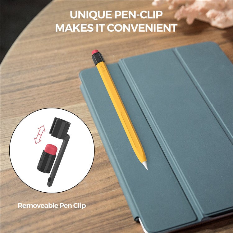 AHASTYLE PT180-2-K For Apple Pencil Pro / Pencil (2nd Generation) Retro Silicone Sleeve Stylus Pen Protective Cover - Yellow