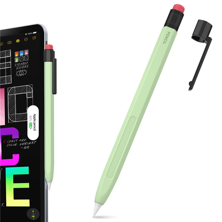 AHASTYLE PT180-2-K For Apple Pencil Pro / Pencil (2nd Generation) Retro Silicone Sleeve Stylus Pen Protective Cover - Matcha Green
