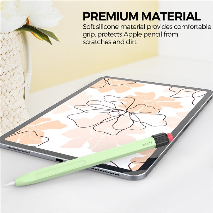 AHASTYLE PT180-2-K For Apple Pencil Pro / Pencil (2nd Generation) Retro Silicone Sleeve Stylus Pen Protective Cover - Matcha Green