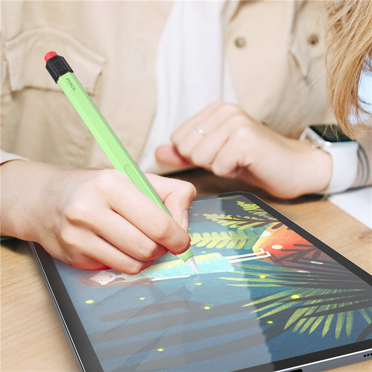 AHASTYLE PT180-2-K For Apple Pencil Pro / Pencil (2nd Generation) Retro Silicone Sleeve Stylus Pen Protective Cover - Matcha Green