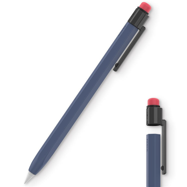 AHASTYLE PT180-2-K For Apple Pencil Pro / Pencil (2nd Generation) Retro Silicone Sleeve Stylus Pen Protective Cover - Midnight Blue