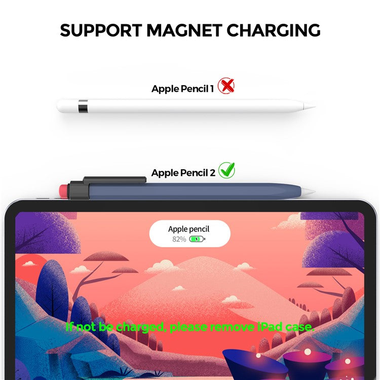 AHASTYLE PT180-2-K For Apple Pencil Pro / Pencil (2nd Generation) Retro Silicone Sleeve Stylus Pen Protective Cover - Midnight Blue