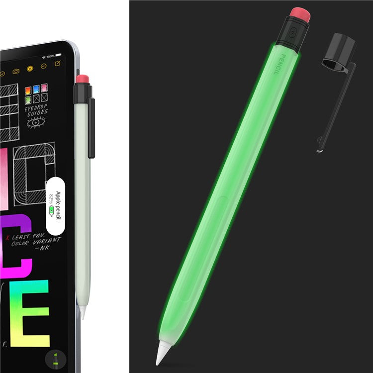AHASTYLE PT180-2-K For Apple Pencil Pro / Pencil (2nd Generation) Retro Silicone Sleeve Stylus Pen Protective Cover - Fluorescent Green