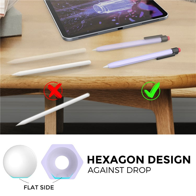 AHASTYLE PT180-2-K For Apple Pencil Pro / Pencil (2nd Generation) Retro Silicone Sleeve Stylus Pen Protective Cover - Purple