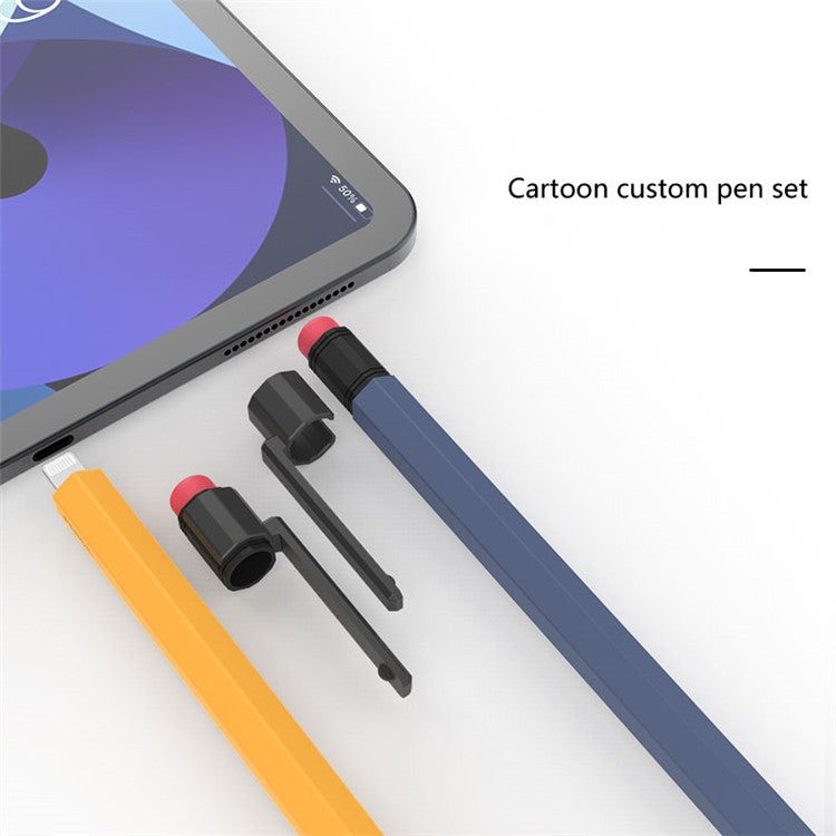 AHASTYLE PT180-1-K For Apple Pencil (1st Generation) Sleeve Stylus Pen Retro Case Silicone Protective Cover - Yellow