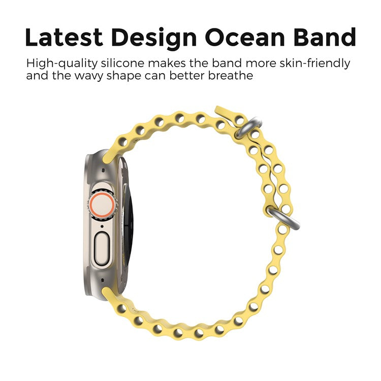 AHASTYLE WG102 for Apple Watch 10 46mm / Ultra 2 / Ultra 49mm / 9 8 7 45mm / SE (2023) SE (2022) SE 6 5 4 44mm / 3 2 1 42mm Watch Strap - Yellow