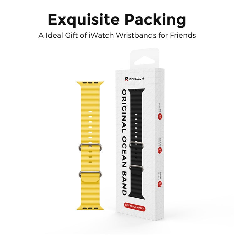 AHASTYLE WG102 for Apple Watch 10 46mm / Ultra 2 / Ultra 49mm / 9 8 7 45mm / SE (2023) SE (2022) SE 6 5 4 44mm / 3 2 1 42mm Watch Strap - Yellow