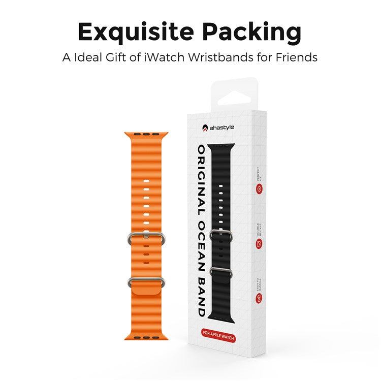 AHASTYLE WG102 for Apple Watch 10 46mm / Ultra 2 / Ultra 49mm / 9 8 7 45mm / SE (2023) SE (2022) SE 6 5 4 44mm / 3 2 1 42mm Watch Strap - Orange