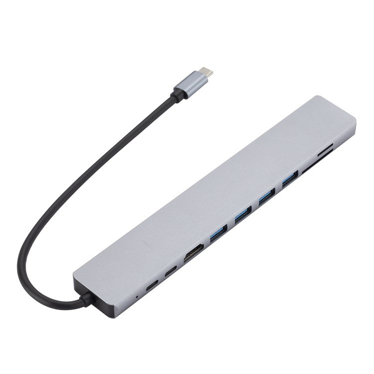 USB-C Hub to PD 100W+3xUSB 2.0+USB 3.0+HD Output+2 Card Reader Slots+RJ45+Type-C