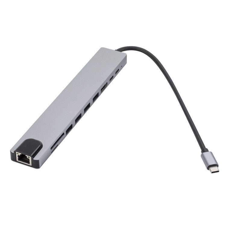 USB-C Hub to PD 100W+3xUSB 2.0+USB 3.0+HD Output+2 Card Reader Slots+RJ45+Type-C