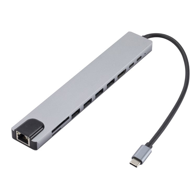 USB-C Hub to PD 100W+3xUSB 2.0+USB 3.0+HD Output+2 Card Reader Slots+RJ45+Type-C