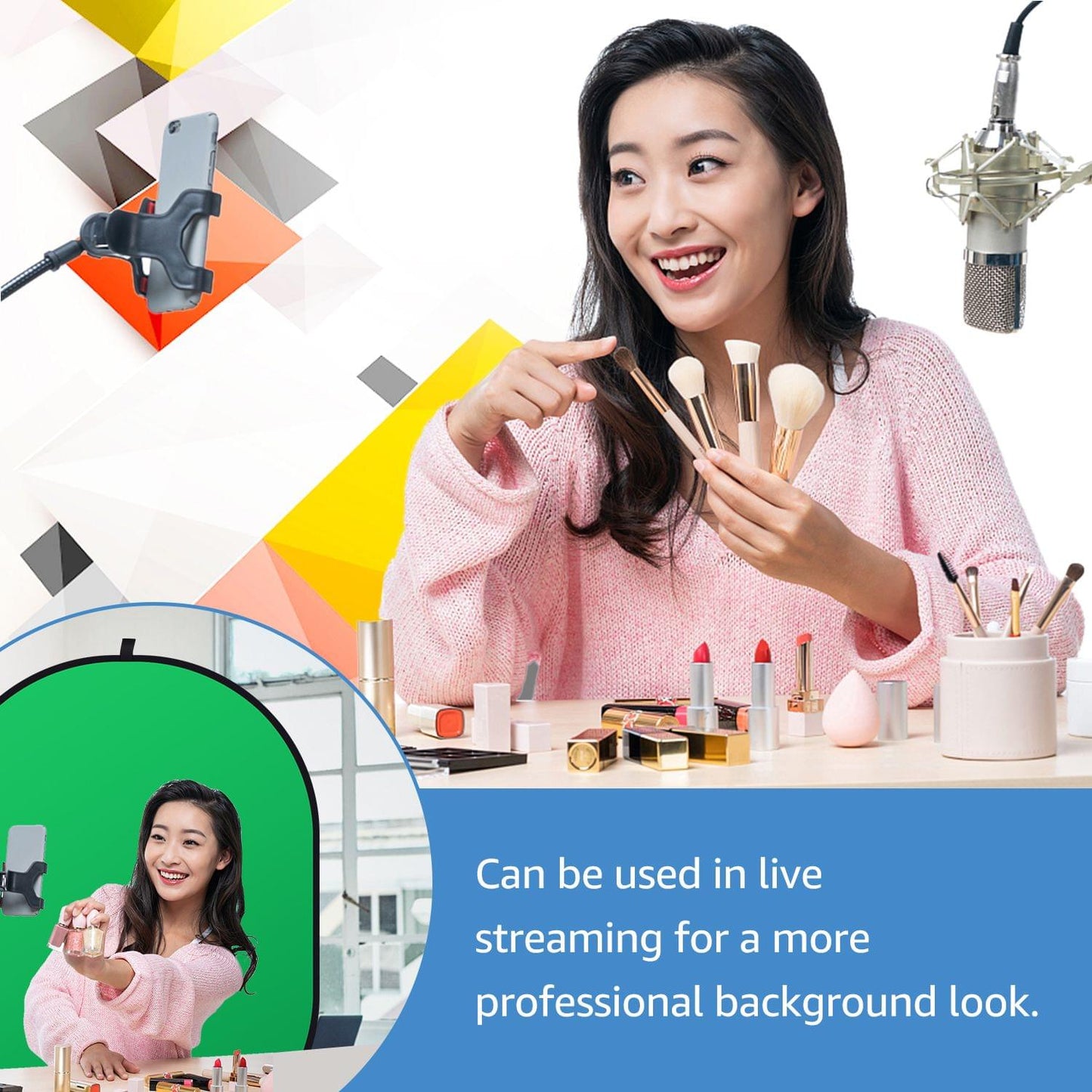 5 * 6.5ft/ 1.5 * 2m Green & Blue 2-in-1 Studio Collapsible - Blue&green