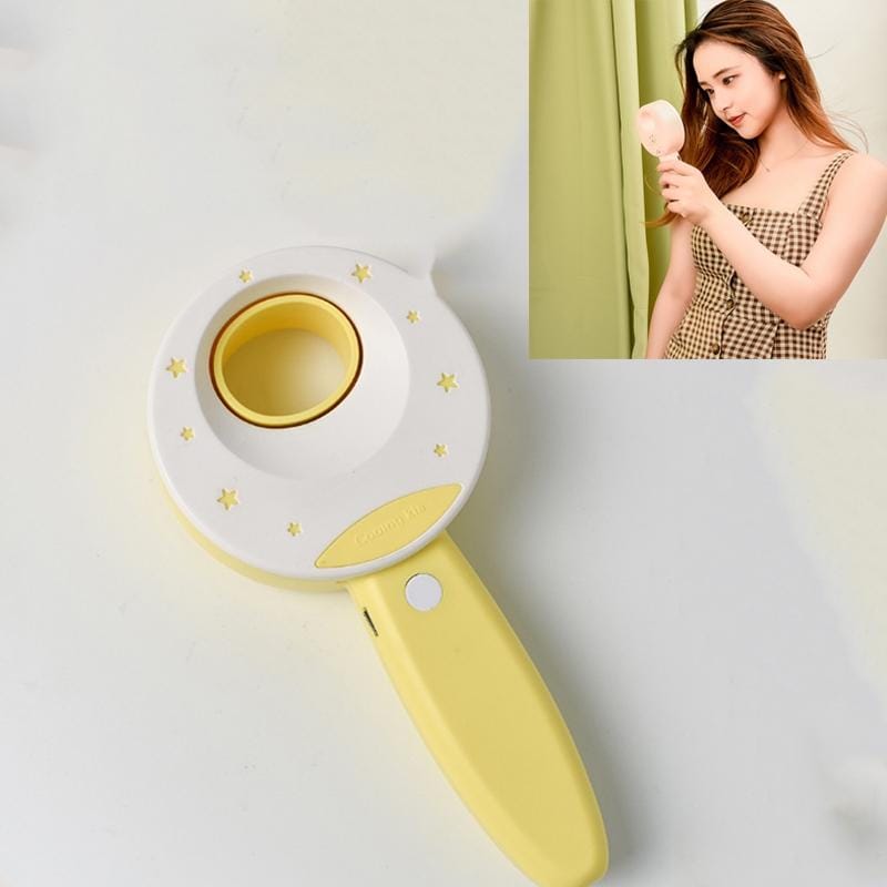 No Leaf Handheld Small Fan Mini USB Charging Portable Student Dormitory High Wind (Primrose Yellow)
