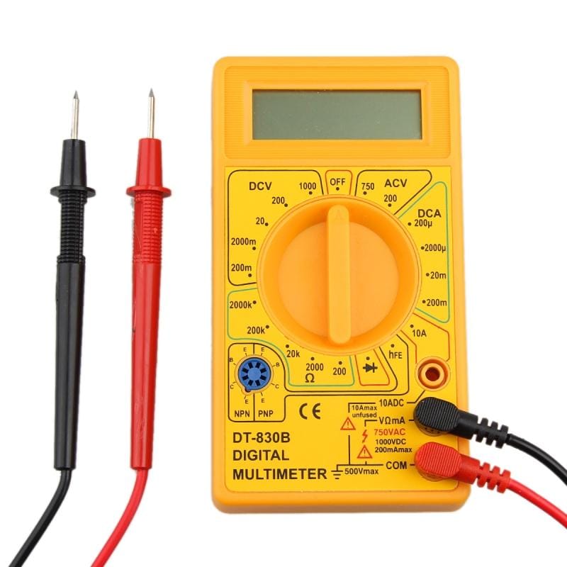 Professional DT830B LCD Display Digital Multimeter Ammeter Voltmeter Ohm Electrical Tester (Yellow)