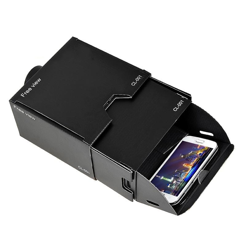 Free View DIY Portable Cardboard + Ordinary Optical Glass Lens Phone Projector (Black)