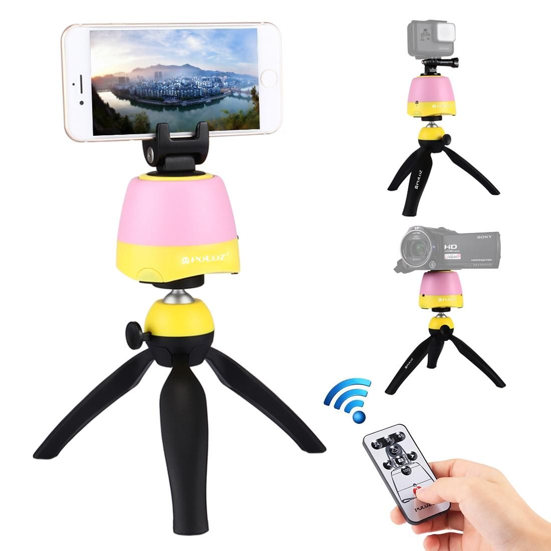 PULUZ Electronic 360 Degree Rotation Panoramic Head + Tripod Mount + GoPro Clamp + Phone Clamp with Remote Controller for Smartphones, GoPro, DSLR Cameras (Style3)