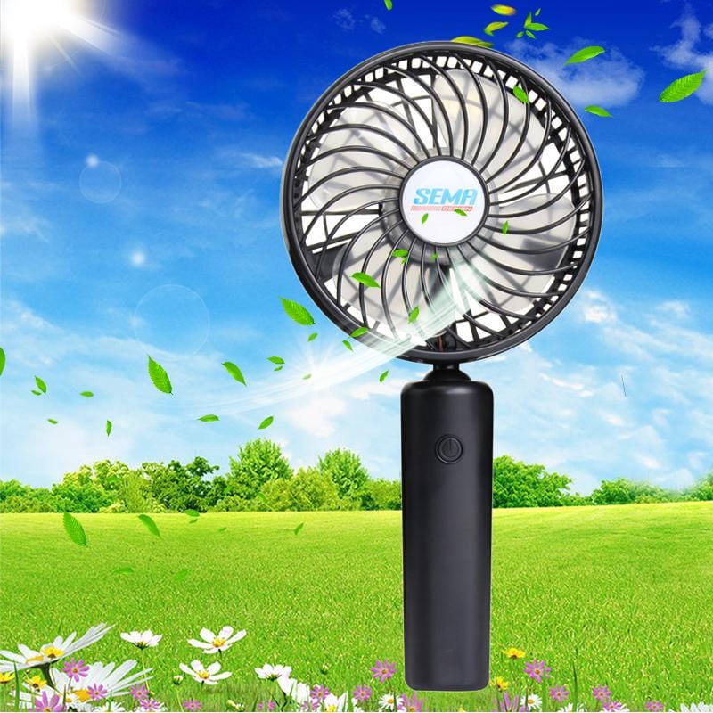 SEMA 360 Degree Rotate Handheld Rechargeable Mini Battery Fan with 3 Speed Control (Black)