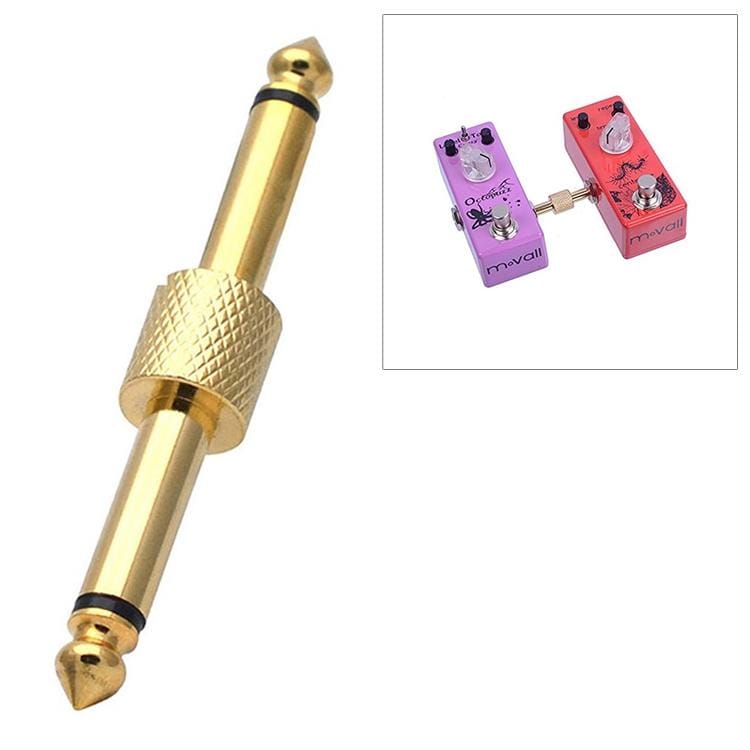 6.35mm 1/4 inch Male to Male Guitar Effect Pedal Connector Electric Pedal Board Adapter (Gold)