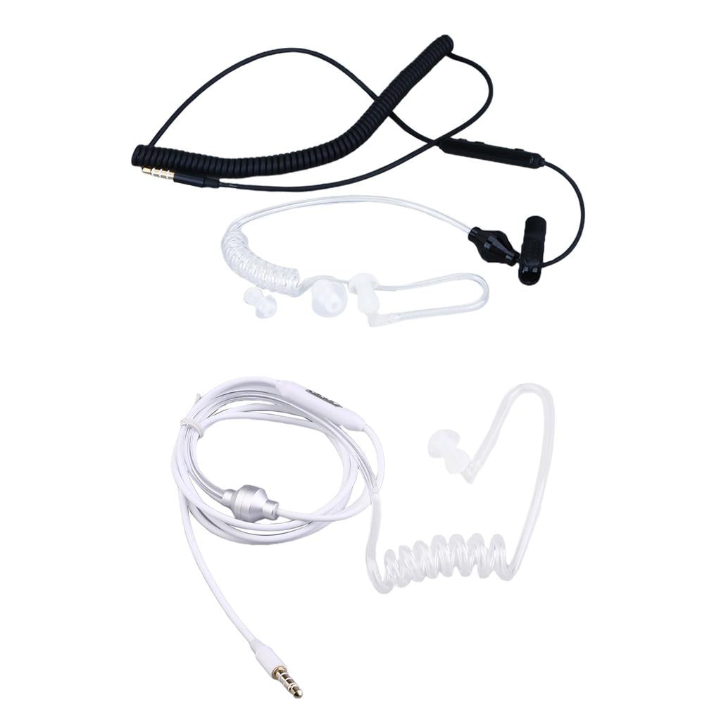 Anti-Radiation Spiral Air Tube Earphone Headphone Headset White/Black Black and White